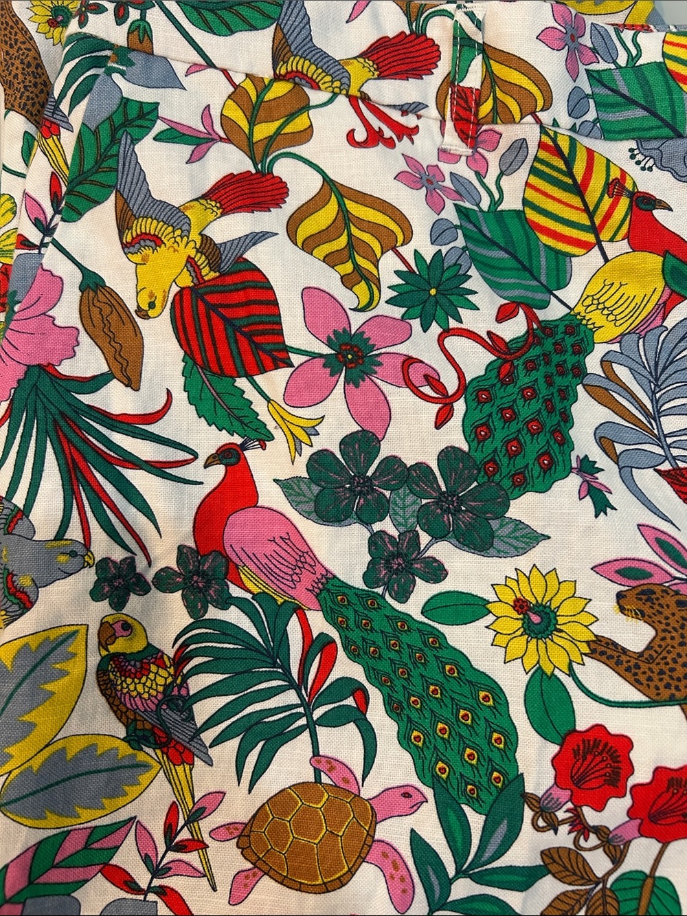 NWT Boden Multicolor Floral tropical animal  Straight-Leg Pants  linen cotton - Picture 4 of 14